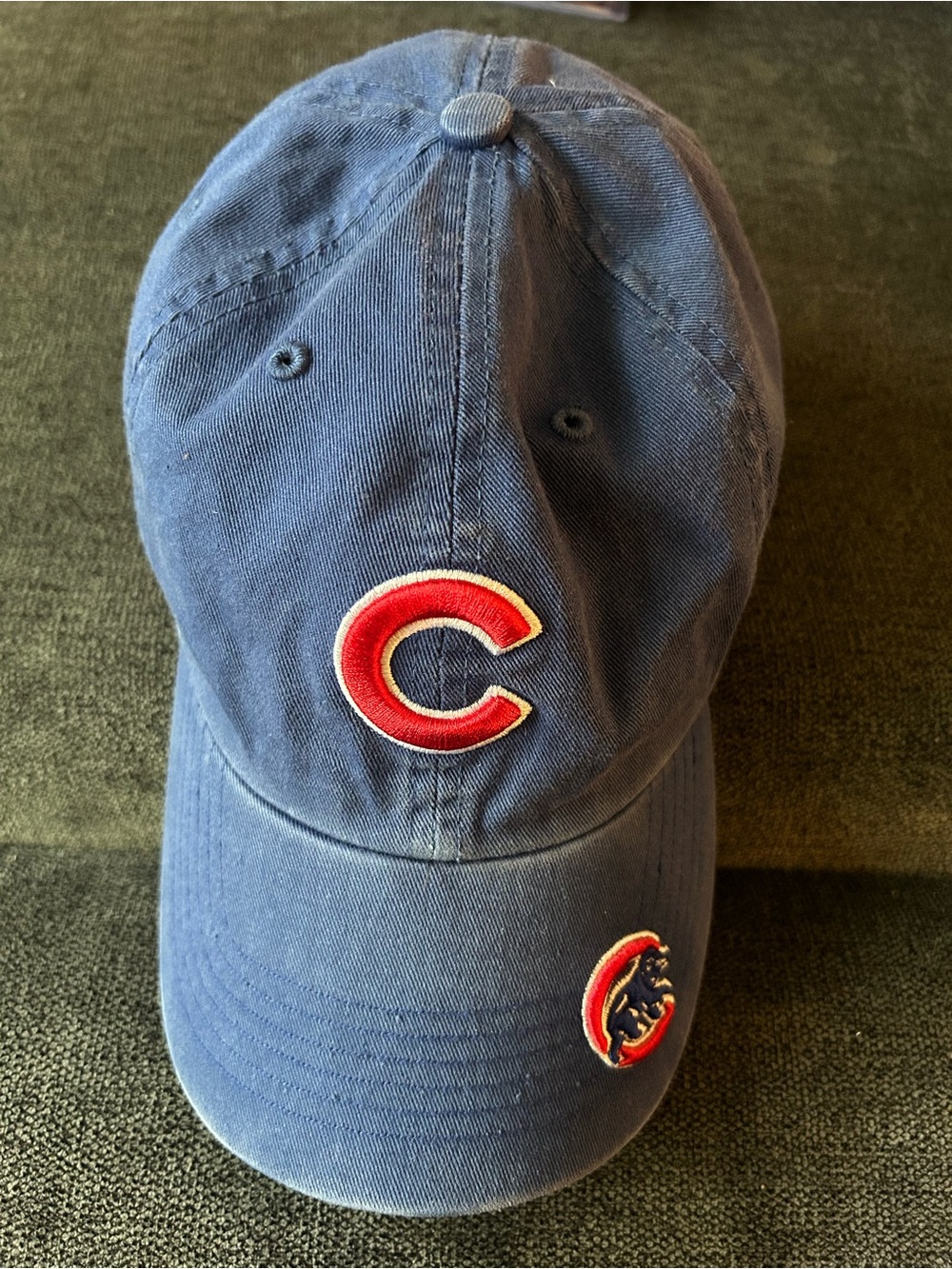 Vtg Chicago Cubs Twins Enterprises Embroidered Bear On Brim Hat Cap Strapback